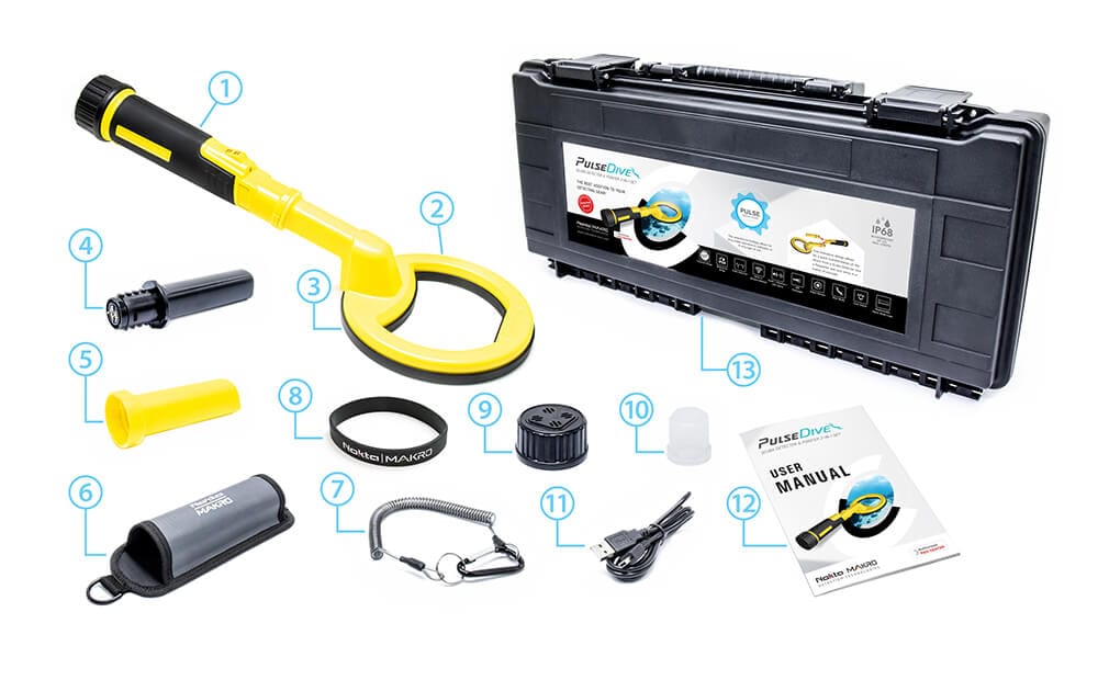 Nokta PulseDive Scuba Dedektörü 12 nokta makro pulsedive scuba paket icerigi